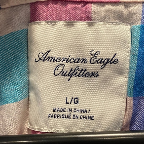 American Eagle Outfitters Multicolor Plaid ButtonUp Shirt 2012 Large 100% Cotton - Picture 2 of 7